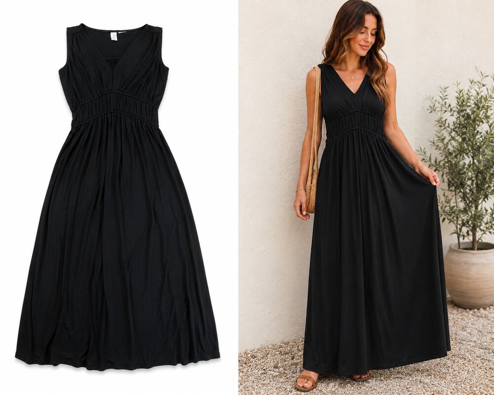 Joie Women’s Small Black Sleeveless Maxi Dress Empire Waist Stretch Knit